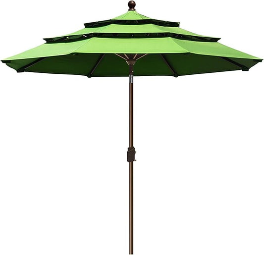 EliteShade USA 10-Year-Non-Fading 9Ft 3 Tiers Market Umbrella Patio Umbrella Outdoor Table Umbrella with Ventilation, Macaw Green