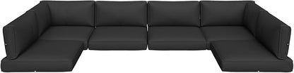 Aoxun Outdoor Replacement Cushions for Patio Furniture, Waterproof Sofa Cushion for 6-Seat Rattan Wicker Sectional Patio Conversation Sets, 14-Piece Cushions Set for L-Shape Couch, Black