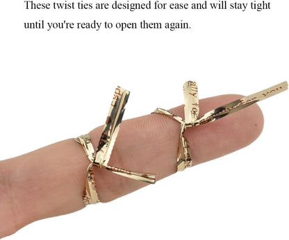 HAHIYO 300Pcs 4inches Holographic Coffee Metal Twist Ties Bread Candy Coffee Bag Ties Plant Garden Twist Ties for Cellophane Treat Bags Gift Wraping Bags Plastic Bags Party Cake Present Art Crafts