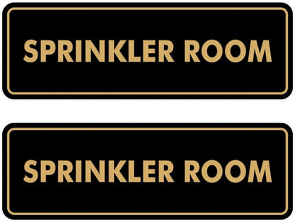 Signs ByLITA Standard Sprinkler Room Sign (Black Gold) - Large 2 Pack