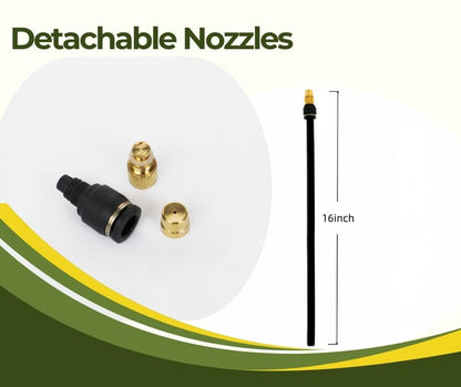 5pk Brass Misting Nozzles Tee 16 inch 360 Degree Adjustable Copper Sprayer, Compatible with1/4 trubing Hose Watering Plant Drip Irrigation Pneumatic Fittings Connection for Watering Garden（16inch）