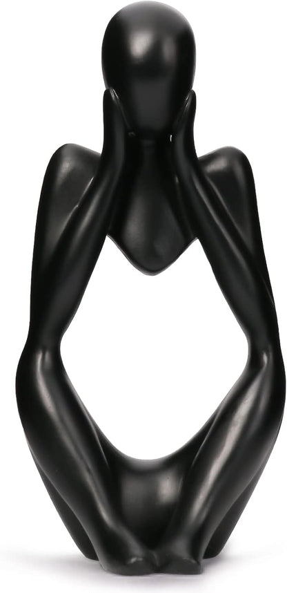INNOLITES Resin Statue Thinker Style Decoration Abstract Sculptures Collectible Figurines for Home Decor Modern Office Shelf Desktop (Black-Focus)
