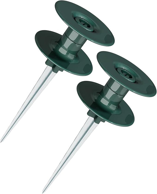 2PCS 10-Inch Garden Hose Guide Spikes – Rust-Free Zinc Metal Stakes, Heavy Spin Top for Keeping Hoses Away from Flower Beds