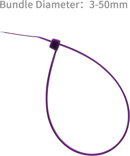 XINGO 8 Inch Purple Cable Zip Ties (500 Pack), 40 Lbs Tensile Strength-Heavy Duty, Self-Locking Nylon Plastic Nylon Wire Ties for indoor and outdoor use