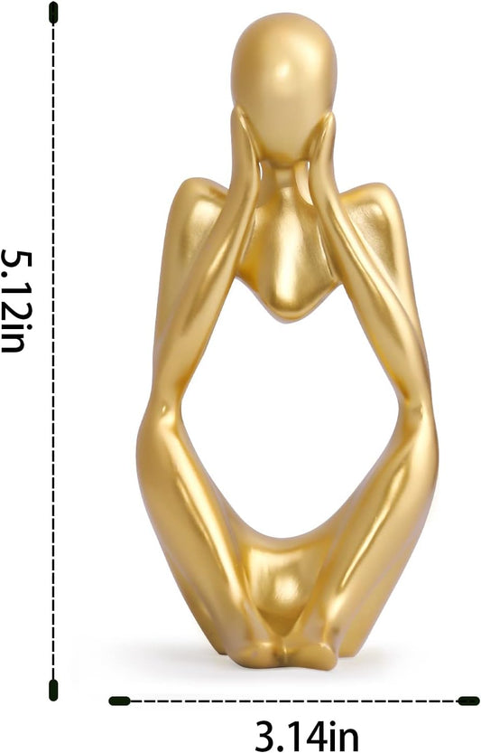 INNOLITES Resin Statue Thinker Style Decoration Abstract Sculptures Collectible Figurines for Home Decor Modern Office Shelf Desktop (Gold-Focus)