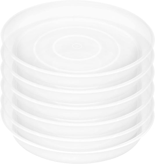 6 Pack Plastic Plant Saucer Water Drip Tray, 4 5 6 7 8 9 10 11 12 inch, Heavy Sturdy Plant Drainage Tray for Indoors Outdoor, Flower Saucers for Pots Base (4", Clear)