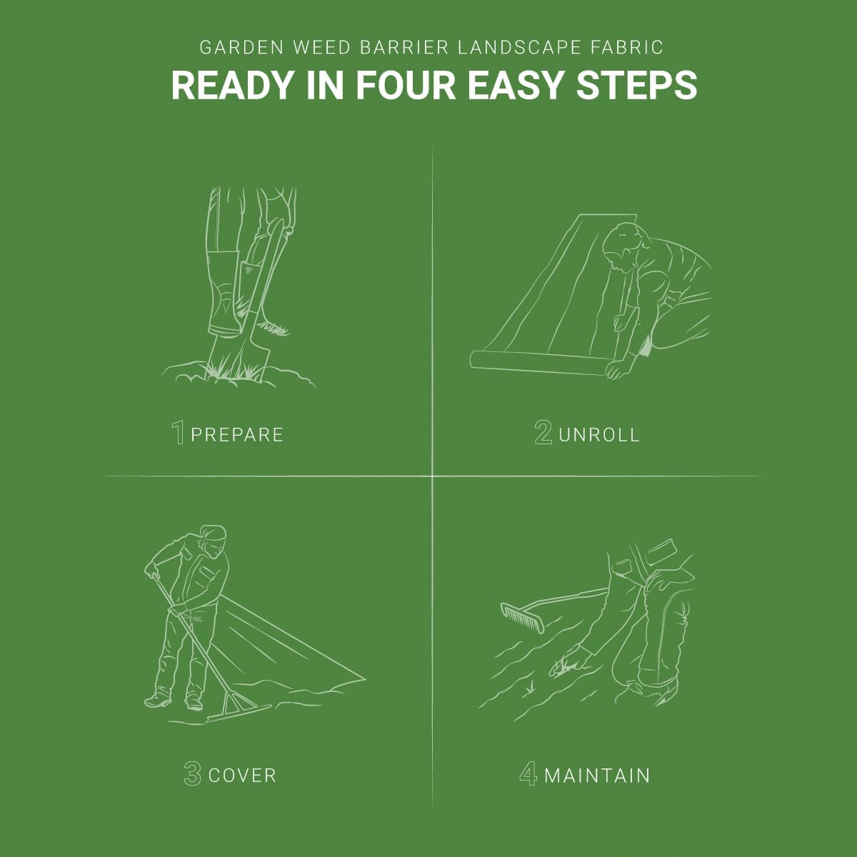 ECOgardener Premium 5oz Landscape Fabric, 4ft x 100ft Pro Garden Weed Barrier - Durable & Heavy Duty Weed Block Gardening Mat, Easy Setup & Superior Weed Control, Eco-Friendly & Convenient Design