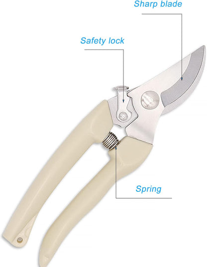 Curve Gardening Scissor with Sharp Stainless Steel Blade Garden Shears for Cutting Flowers Trimming Plants of Yard Florist Flower Rose Herb Hedge Bonsai and Fruits Picking