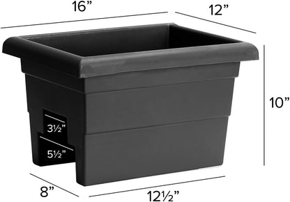 Root & Vessel Countryside Rail Planter, Black, 16"