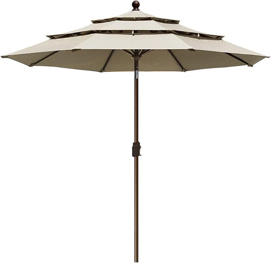 EliteShade USA 10-Year-Non-Fading 9Ft 3 Tiers Market Umbrella Patio Umbrella Outdoor Table Umbrella with Ventilation, Antique Beige