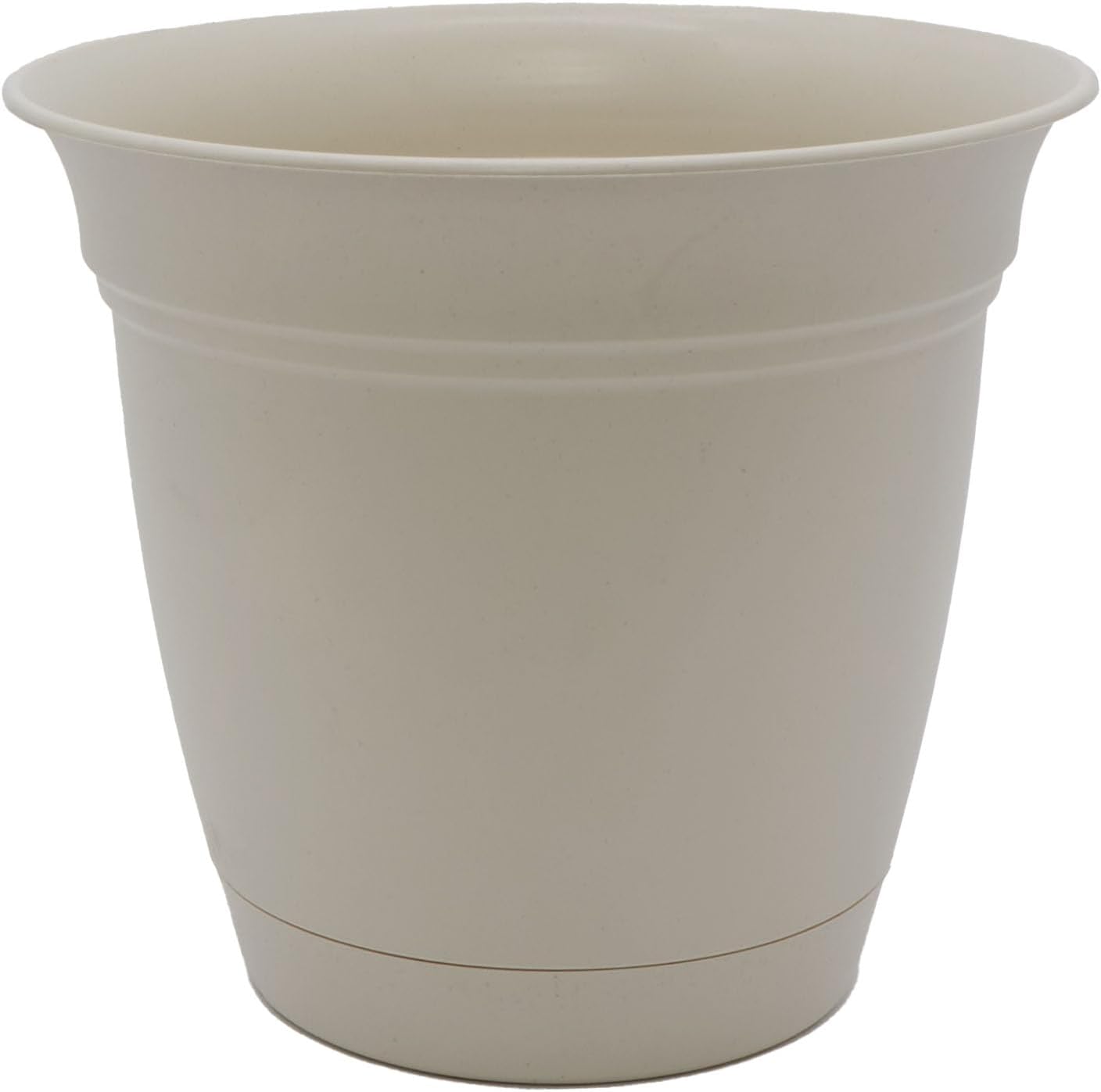 The HC Companies Eclipse Round Planter with Saucer - Outdoor & Indoor Plant Pot with Drainage Holes - Lightweight, UV-Resistant Plastic Pots for Plants, Flowers & Herbs (16" Cottage Stone, Pack of 1)