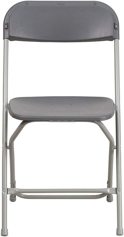 Flash Furniture Hercules Series Plastic Folding Chairs for Parties and Weddings, Stackable Commercial Event Seats, Set of 10, Gray