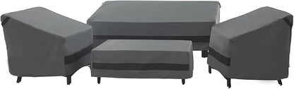 loriano Patio Furniture Cover Set, 4 Piece Outdoor Furniture Cover Waterproof, 600D Heavy Duty Lawn Patio Set Covers (Large, Grey)