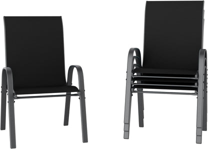 UDPATIO Patio Chairs Set of 4, Stackable Outdoor Dining Chairs with High Back, Breathable Textilene Fabric Outdoor Chair All Weather, 350LBS Capacity for Garden, Backyard (Black)