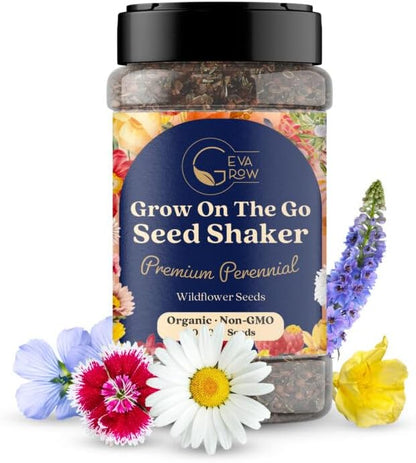 Wildflower Seed s – Perennial Flower Seeds Mix to Plant Anywhere, by Geva Grow | 12-Type Beautiful Perennial Wildflower Seeds Bulk 90,000+ Seeds, 2 Ounce, No Messy Packets