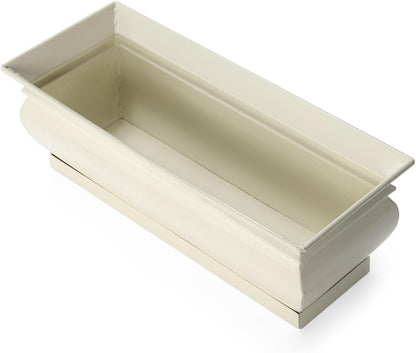 H Potter Herb Pots Indoor Planters with Drainage and Tray White Succulent Planter Window Sill Box Large Rectangular Outdoor Kitchen Flower Pot Garden Succulents Plants Ivory (2)