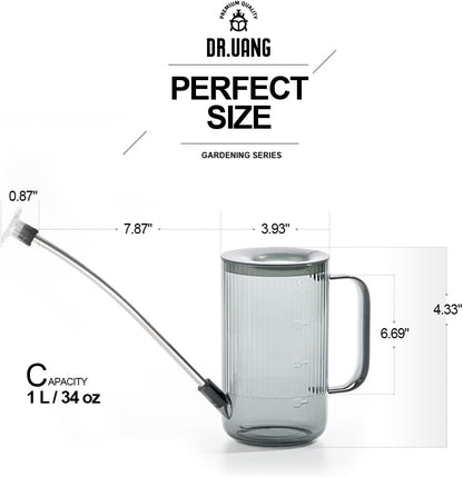 Small Watering Can Indoor Plants with Long Spout (1L, Gray)