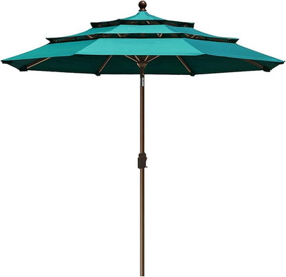 EliteShade USA 10-Year-Non-Fading 9Ft 3 Tiers Market Umbrella Patio Umbrella Outdoor Table Umbrella with Ventilation, Teal