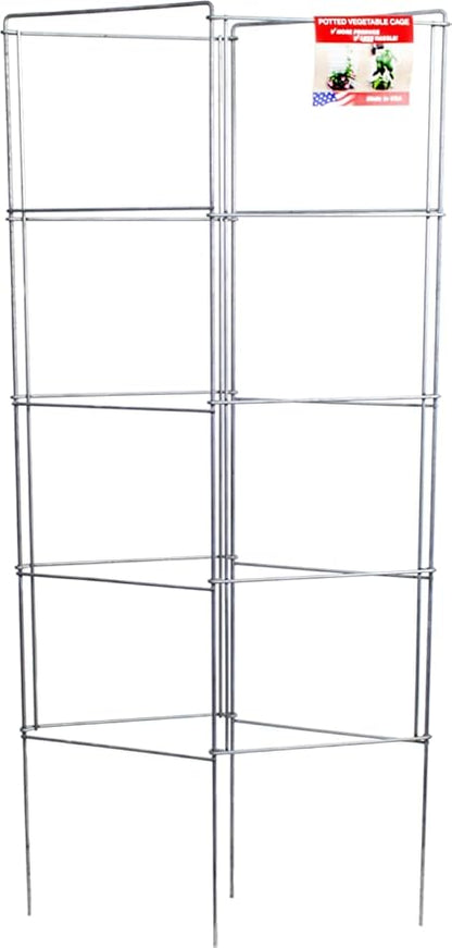 Cedar Ridge Square Foldable Potted Vegetable Cage – Heavy-Duty Plant Support for Containers & Small-Space Gardens – Ideal for Tomatoes, Peppers & Climbing Plants. Made in USA (9x40) – 3-Pack