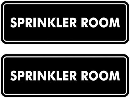 Signs ByLITA Standard Sprinkler Room Sign (Black) - Small 2 Pack