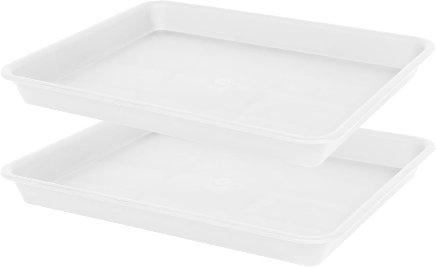2 Pack Plant Saucer, Nursery Trays, Heavy Sturdy Seed Starting Tray for Indoors No Holes, Starter Growing Tray (17.5"x10.6", Creamy White)