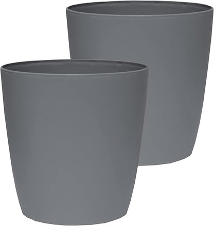 The HC Companies Aria Round Self-Watering Pot - Lightweight Plastic Planter for Herbs & More - Durable Plant Pots for Indoor Plants & Outdoor Plants (12" Warm Gray, Pack of 2)