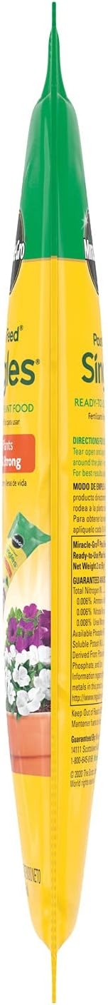Miracle-Gro Pour & Feed Singles Ready-To-Use Liquid Plant Food - Pre-Measured Liquid Plant Fertilizer for Potted Plants, 2 oz. Singles