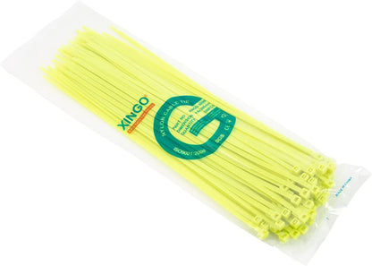 XINGO 100PCS Cable Zip Ties Heavy Duty, Premium Nylon Plastic Wire Ties with 50 Pounds Tensile Strength, Self-Locking Black Nylon Zip Ties for Indoor and Outdoor (12 inch, Apple Green)