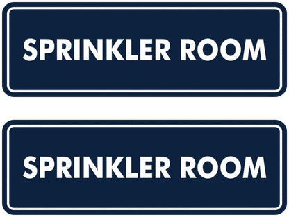 Signs ByLITA Standard Sprinkler Room Sign (Navy Blue/White) - Large 2 Pack