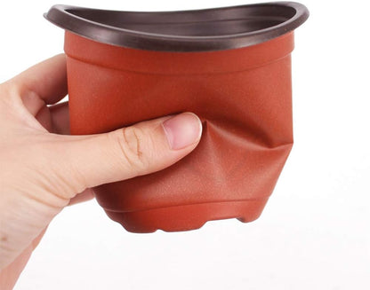 100 Pcs 4" Plastic Seedlings Plants Nursery Pots with 100 Pcs Waterproof Plastic Plant Tags and 2Pcs/Set Transplanting Digging Mini Tools