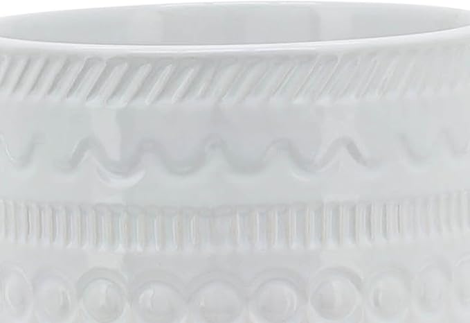 Sagebrook Home Modern Ceramic Planter with Stand - White Stoneware Pot with Bamboo Base - Indoor & Outdoor Decorative Plant Holder - 8" White