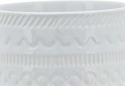 Sagebrook Home Modern Ceramic Planter with Stand - White Stoneware Pot with Bamboo Base - Indoor & Outdoor Decorative Plant Holder - 8" White