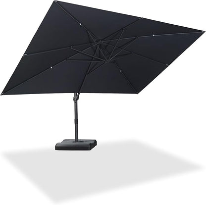PURPLE LEAF 10' × 13' Patio Cantilever Umbrella Outdoor Rectangle Adjustable Offset Umbrellas with 360-degree Rotation and 8 Heavy Duty Metal Ribs for Garden Deck Pool Gray