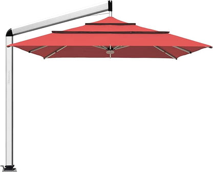 EliteShade USA Atlas 3-Tier 10x10FT Full Aluminum Cantilever Patio Umbrella for Outdoor restaurant Garden Courtyard Deck Pool and Marketing with Light(No battery),Red