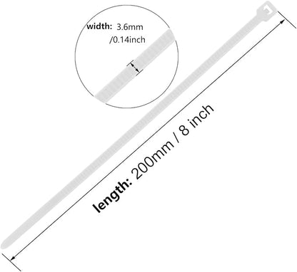 8 Inch Silver Zip Tie 1000 PCS, 40 Lbs - Small to Medium Zip Tie, Nylon PA66 UV Resistant Cable Tie Heavy Duty for Indoor and Outdoor Use - Ideal for bundling and securing objects