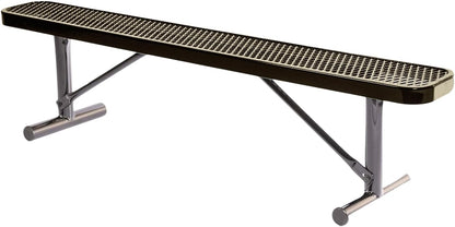 Heavy-Duty Outdoor Bench Thermoplastic Coated, Expanded Metal, Commercial-Grade Seating, Made in America (Portable Without Back, 6 Ft, Textured Gold Vein)