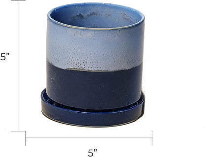 CHIVE ‘Minute’ Ceramic Planter Pot — Cute 5” Colorful Succulent Pots for Indoor & Outdoor House Plants — Beautiful Modern Farmhouse Kitchen Decor — Cobalt Blue