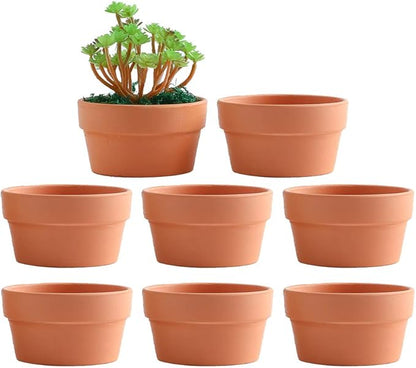 Yishang 5 Inch Shallow Terracotta Clay pots with Drain Hole,Ceramic Plant pots for Indoor/Outdoor Plants,Unglazed Bonsai Planter for Cacuts/Succulent Plants