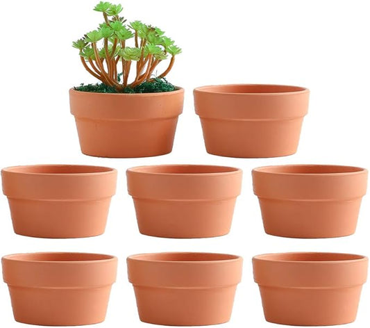 Yishang 5 Inch Shallow Terracotta Clay pots with Drain Hole,Ceramic Plant pots for Indoor/Outdoor Plants,Unglazed Bonsai Planter for Cacuts/Succulent Plants