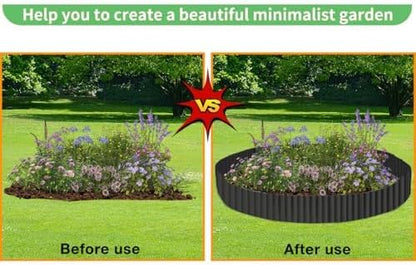 Landscape Edging Border 10in x 20ft- Corrugated Metal Garden Edging-Lawn Edging Borders-Galvanized Edging Long Strips Yard Border for DIY Flower Beds, Plants, Walkways-Black