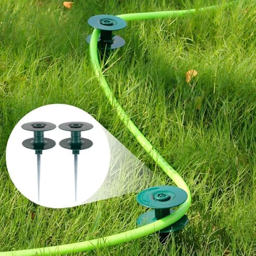 2PCS 10-Inch Garden Hose Guide Spikes – Rust-Free Zinc Metal Stakes, Heavy Spin Top for Keeping Hoses Away from Flower Beds