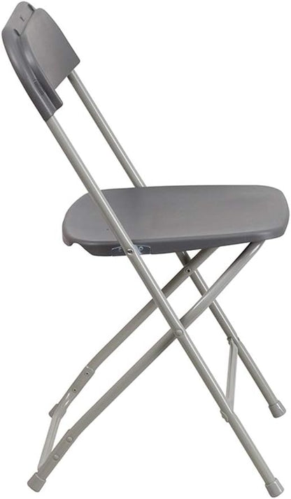 Flash Furniture Hercules Series Plastic Folding Chairs for Parties and Weddings, Stackable Commercial Event Seats, Set of 10, Gray
