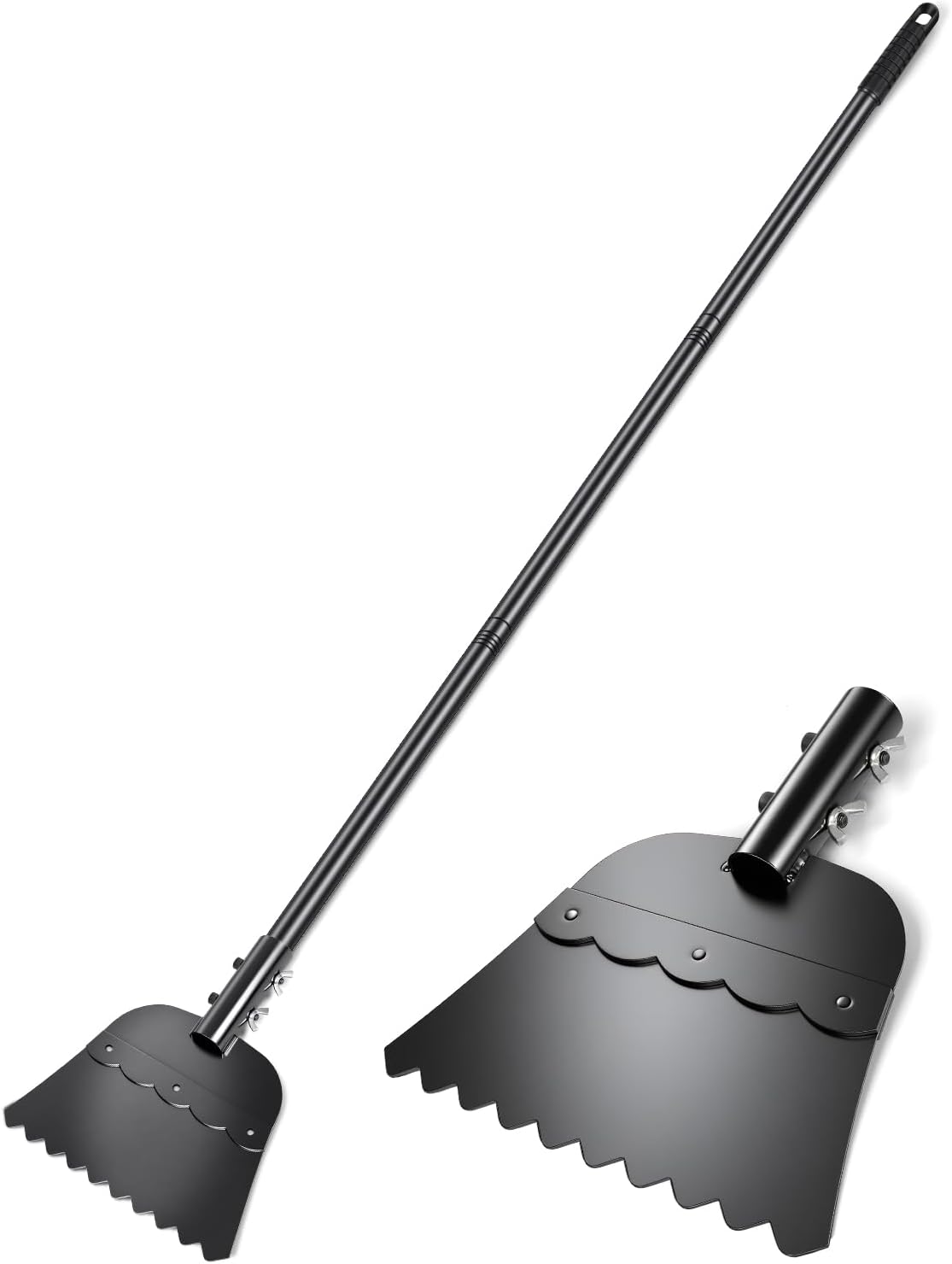 Wavy Blade Ice Scraper with Long Handle 57" Adjustable Snow Shovel Ice Chopper Weed Remover Tool for Gardening Driveway Floor Scraper & Root Cutter Digging Shovel Multifunctional Cleaning Garden Tool