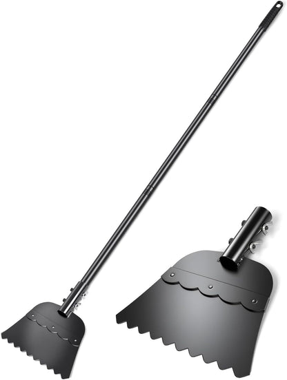 Wavy Blade Ice Scraper with Long Handle 57" Adjustable Snow Shovel Ice Chopper Weed Remover Tool for Gardening Driveway Floor Scraper & Root Cutter Digging Shovel Multifunctional Cleaning Garden Tool