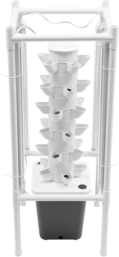 Hydroponic Growing Tower System Kit, 30-Plant Vertical Hydroponics Garden Tower with LED Grow Light, for Outdoor Indoor Herbs Fruits Vegetables Smart Garden Planter Kit