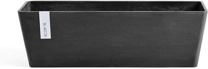 Ecopots Bruges Durable Modern Rectangular Indoor/Outdoor Recycled-Based Composite Flower Pot Planter, Dark Grey, 17.75"