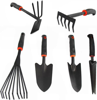 Large Garden Tool Set with Non-Slip Rubber Handle - 6 Piece Heavy Duty, Gardening Hand Tools, Sturdy Durable, Classic Utility Gardening Gift
