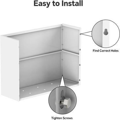 Heavy-Duty Galvanized Steel Planter with Removable Insert Shelf & 4 Drainage Holes - 32x12x24 Inches Large Size Outdoor/Indoor Garden Pot, White