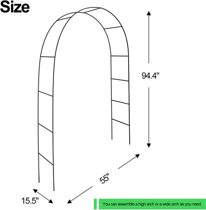 Metal Garden Arch Trellis 7.9ft High X 4.7ft Wide Garden Arbor for Various Climbing Plant Outdoor Garden Lawn Backyard Wedding Arch Party Decoration Archway