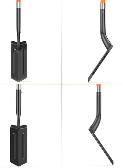 Trench Shovel for Digging, 4-Inch Trenching Spade with Orange Fiberglass Handle, Narrow Trenching Shovel for Digging, Gardening, and Landscaping, 56 inches